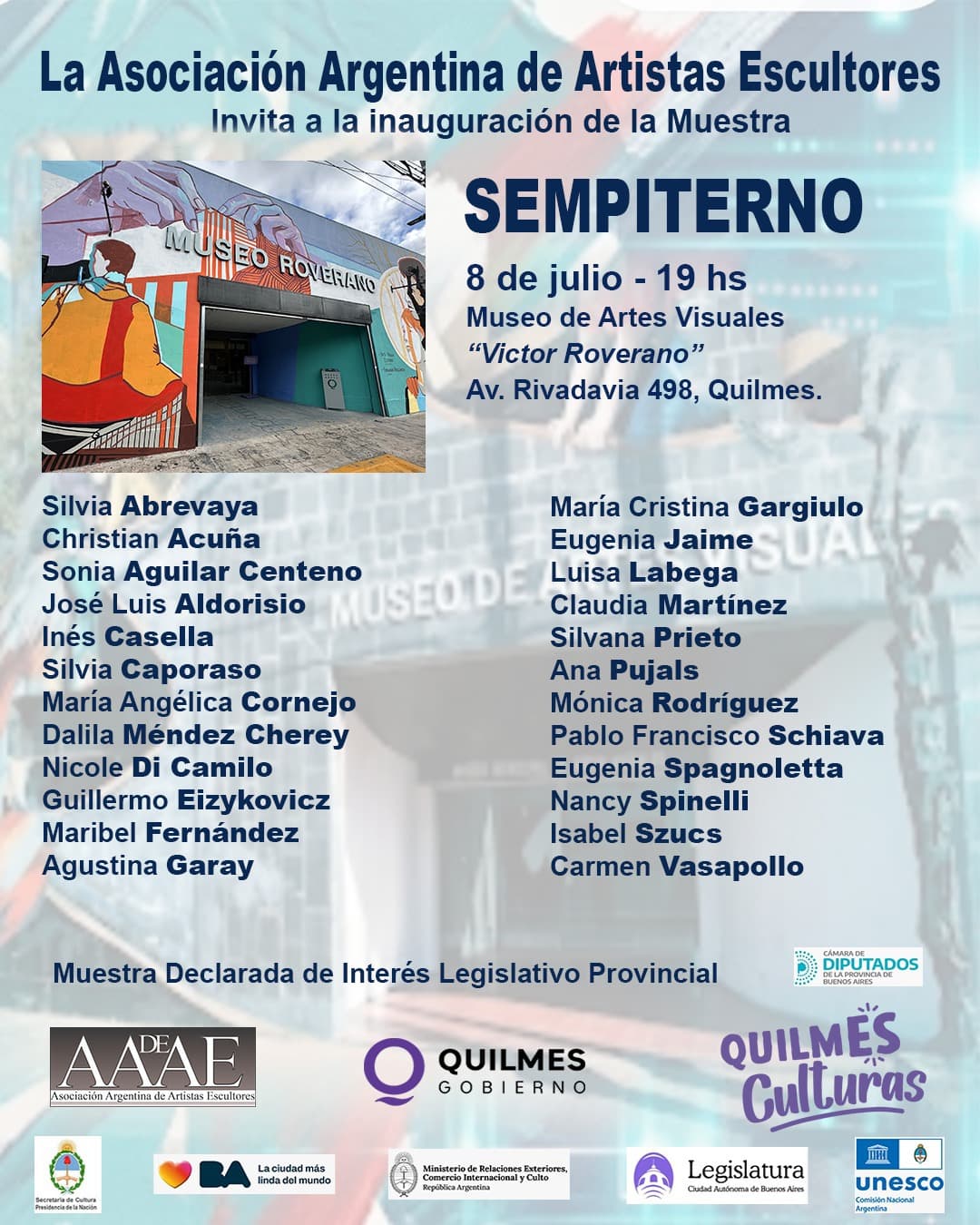 Flyer — Muestra "Sempiterno" — Museo Roverano de Quilmes